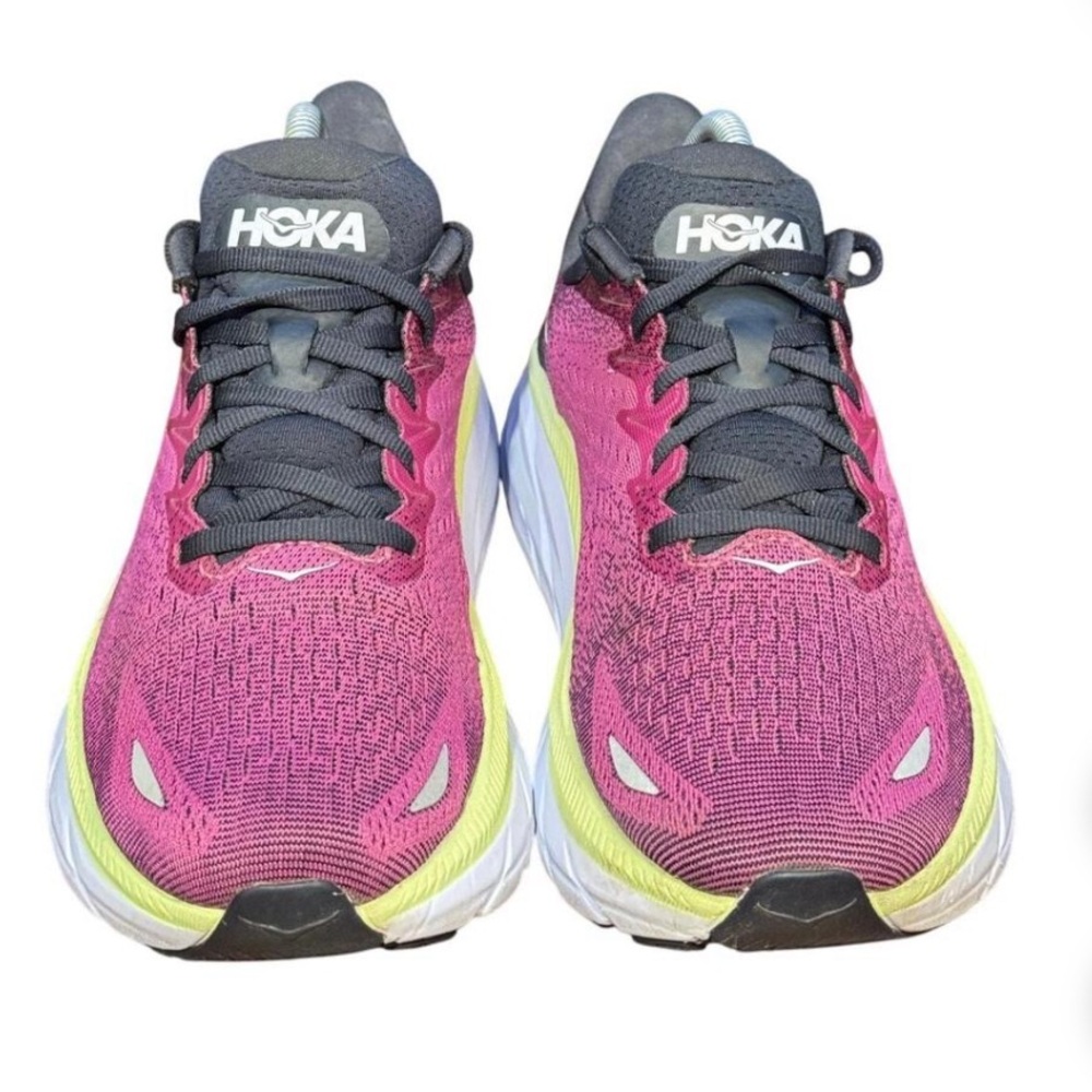 Hoka One One Pink and Gray Athletic Sneakers